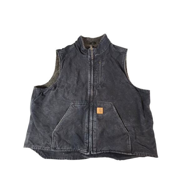 Carhartt Other - Carhartt Sherpa Lined Work Vest Men’s 2XL Black Full Zip Canvas Utility Vest